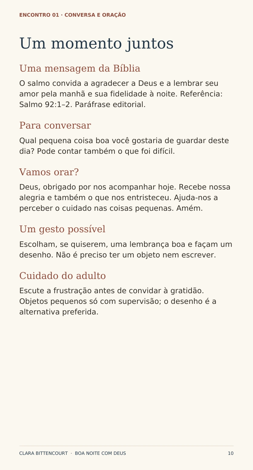 Página 10 da edição para celular: mensagem bíblica, pergunta e oração